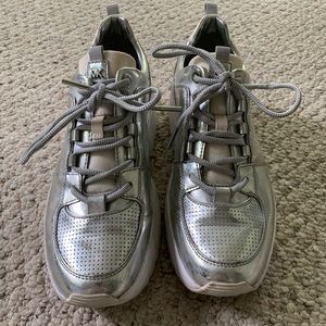 Michael Kors Silver Metallic Sneakers Size 9